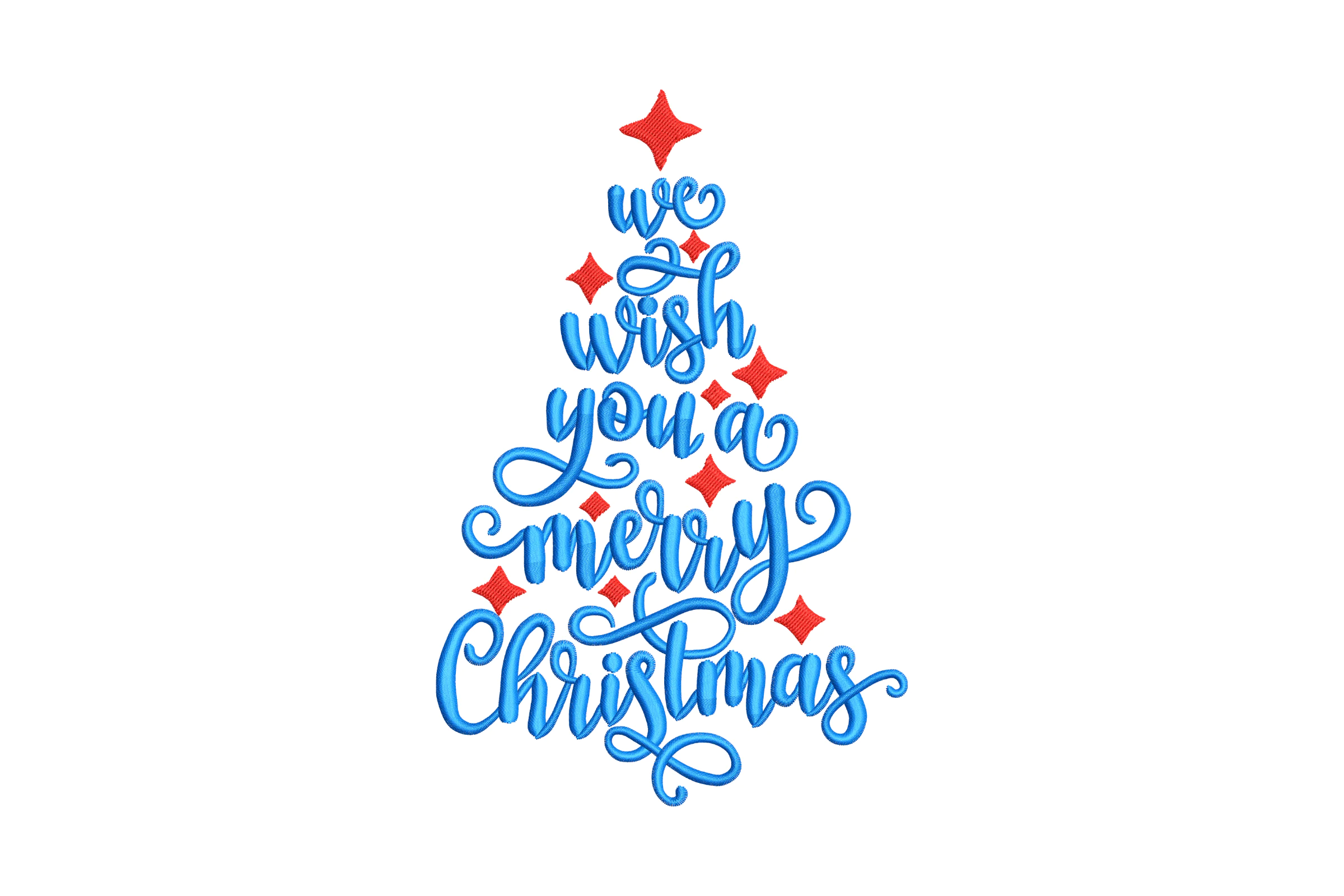 We Wish You a Merry Christmas Tree Embroidery Design
