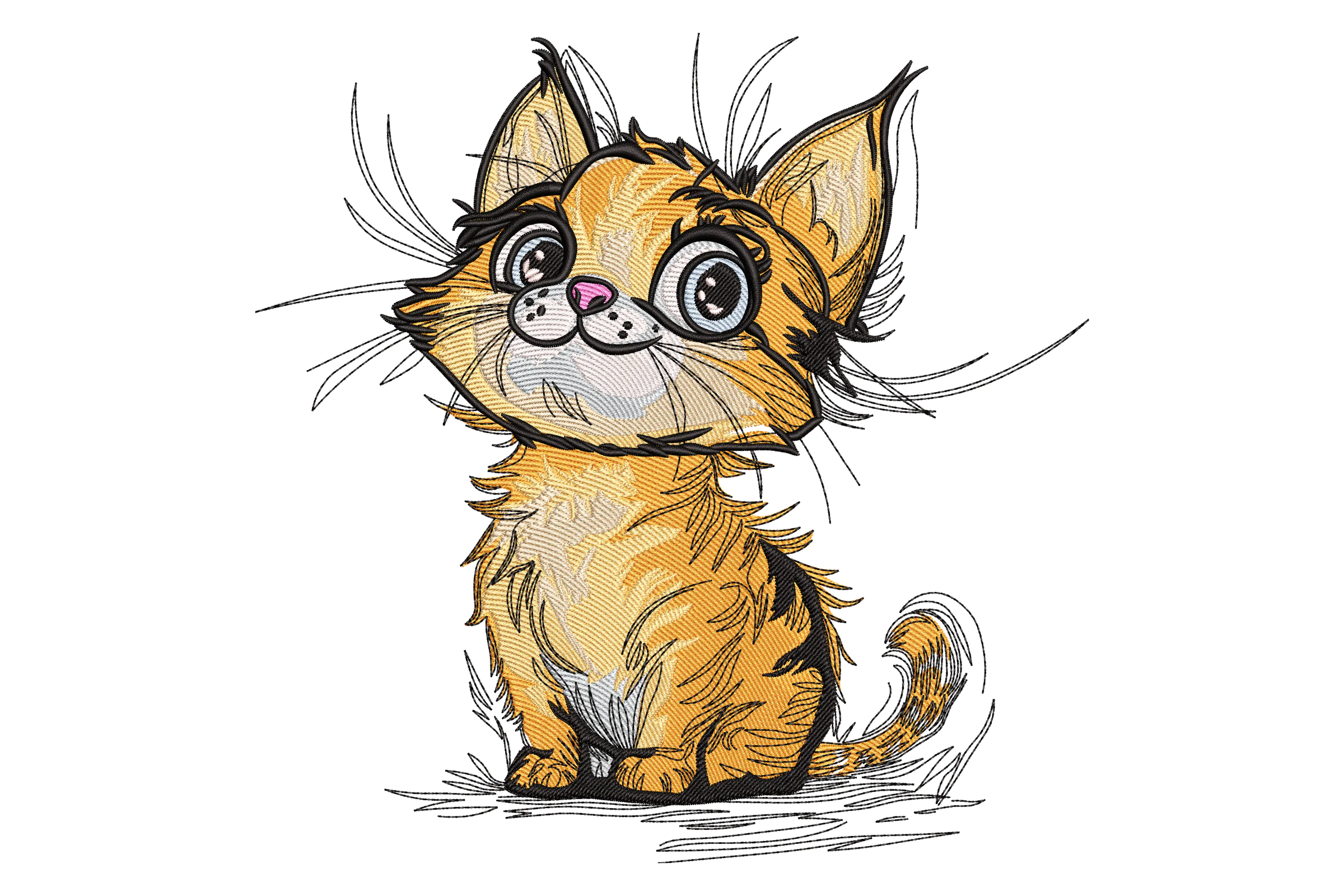 Cute Cat Machine Embroidery Design