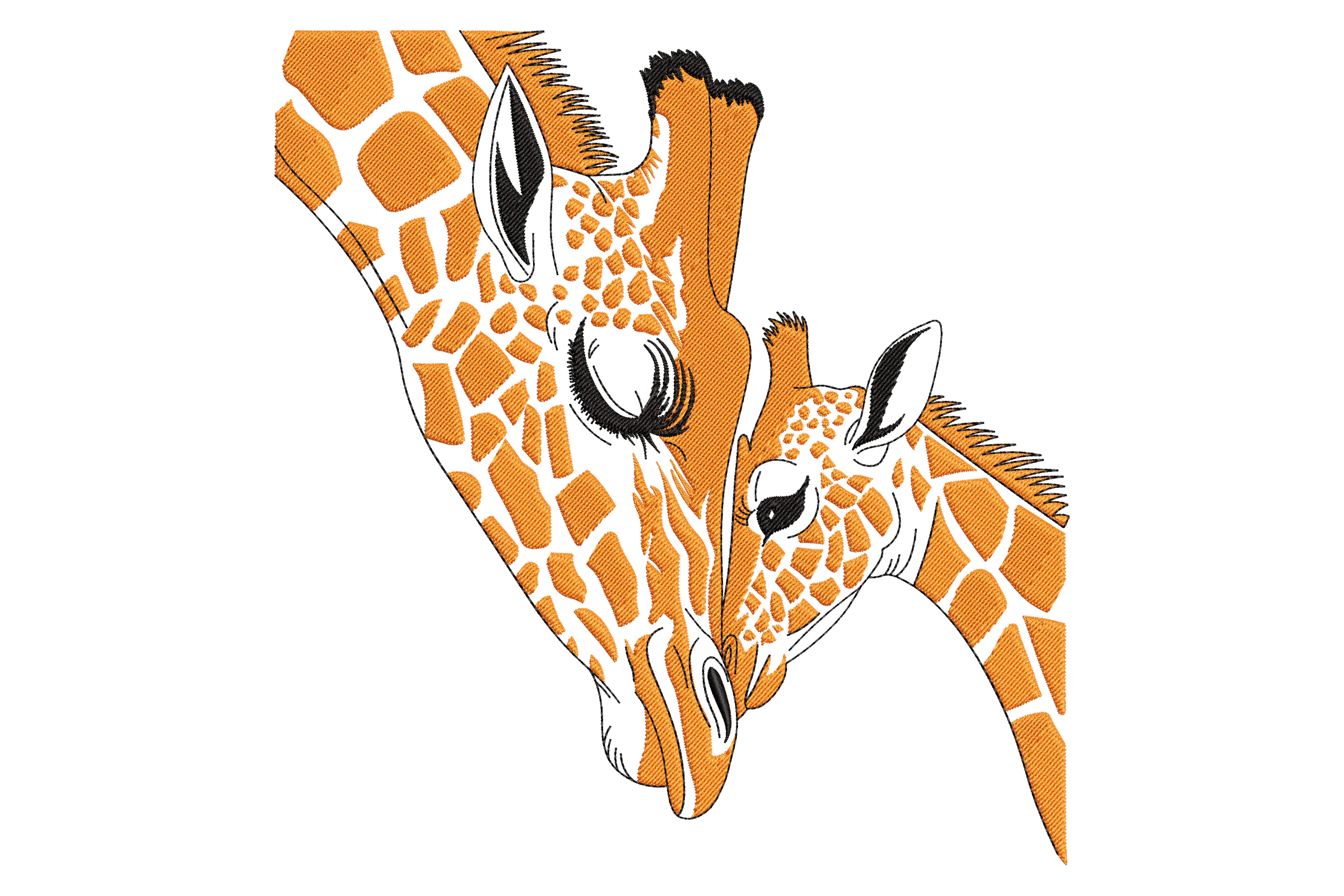 Cute Mom and Baby Giraffes Embroidery Design