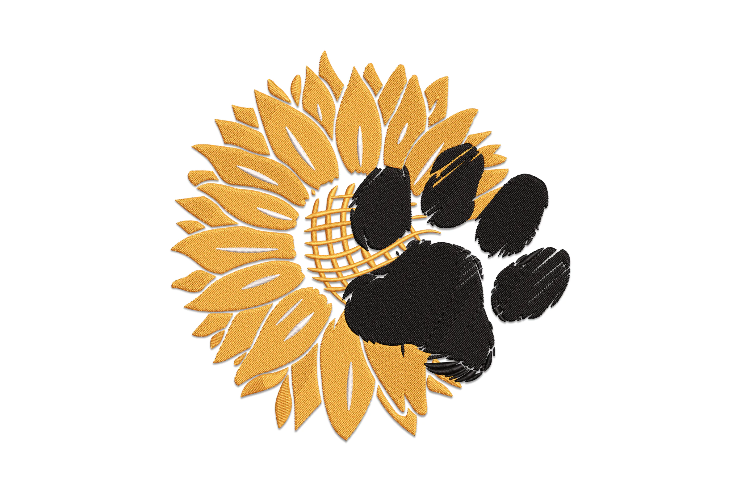 Sunflower paw embroidery design