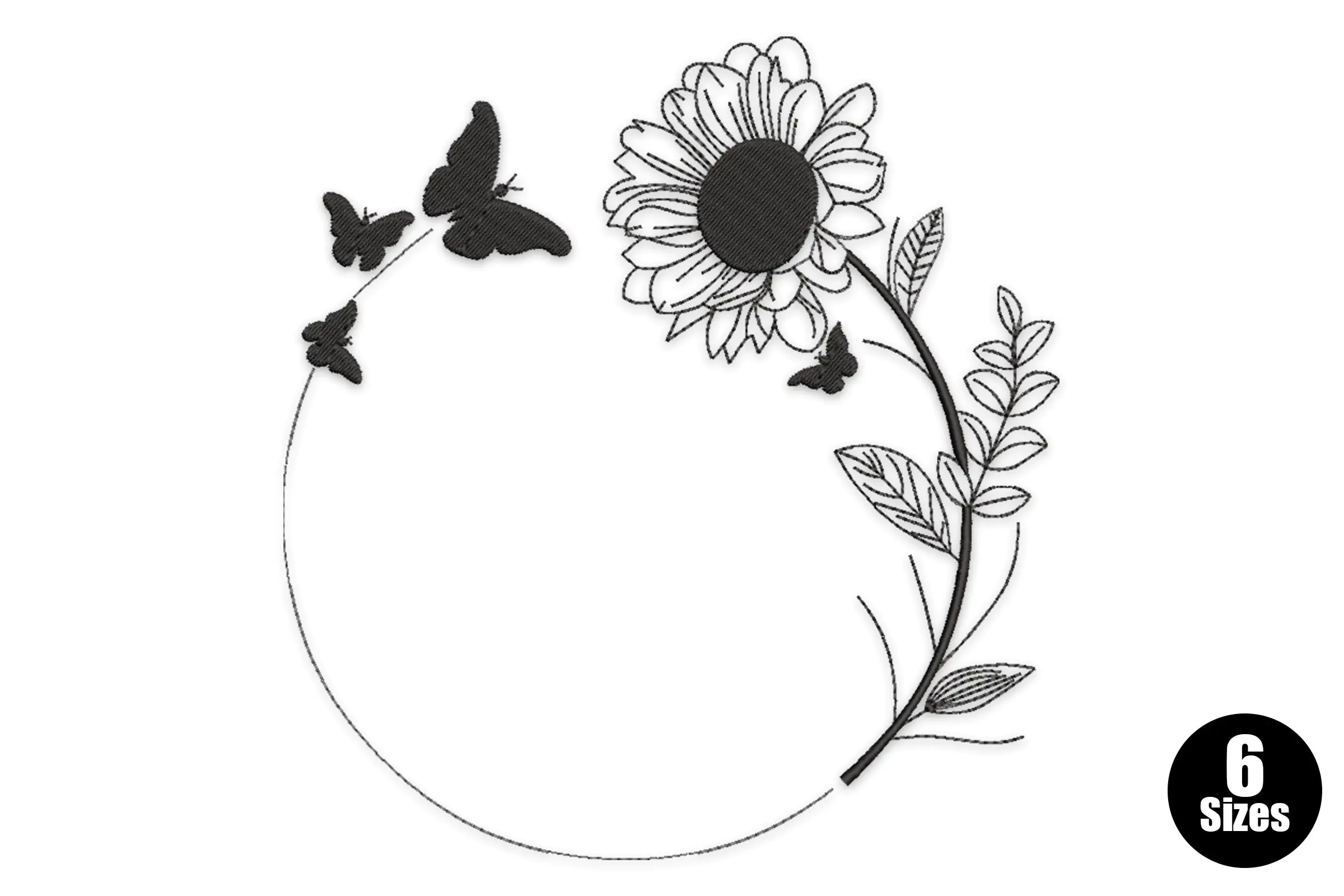 Wreath Sunflower Embroidery Design