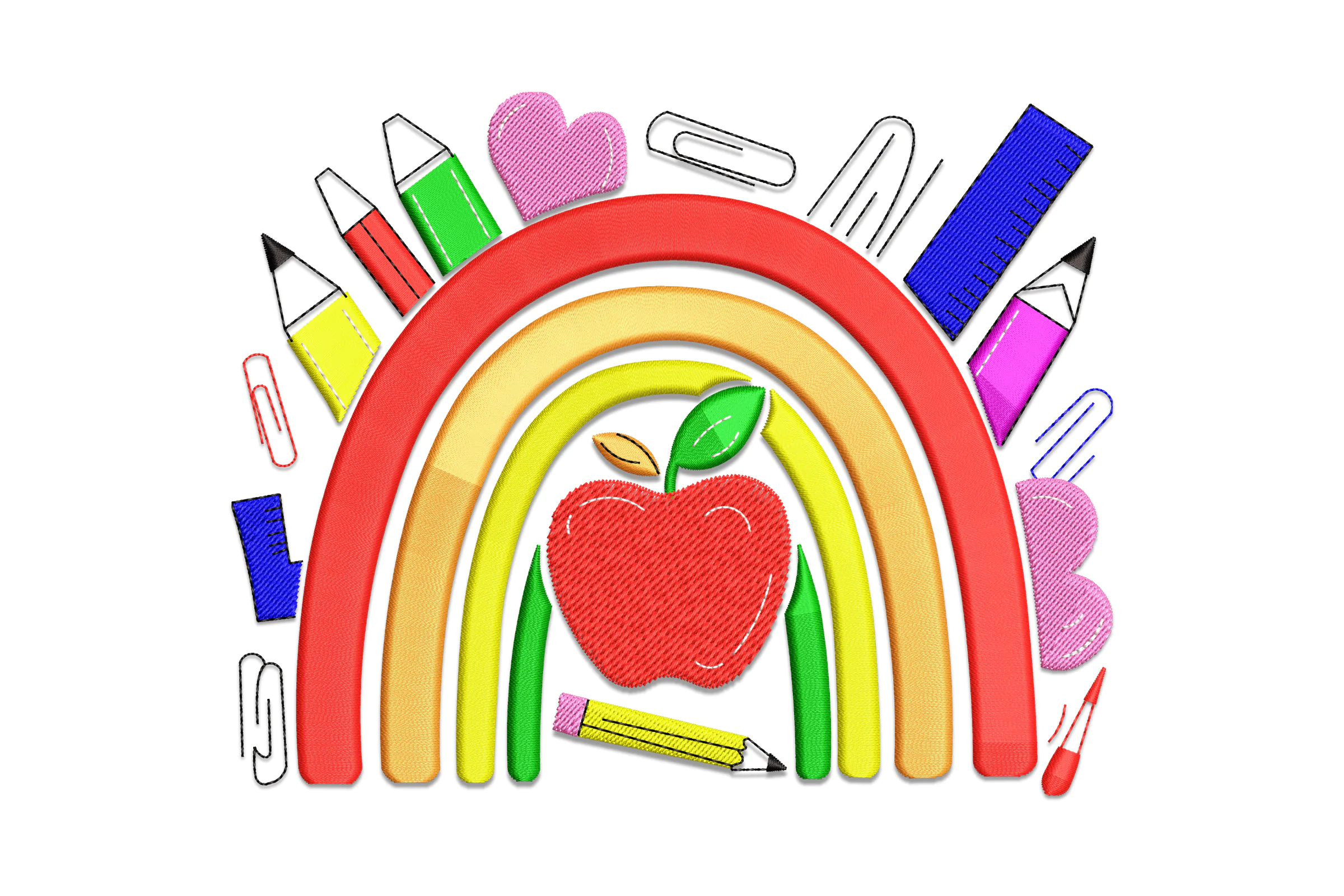 Teacher Rainbow Embroidery Design File