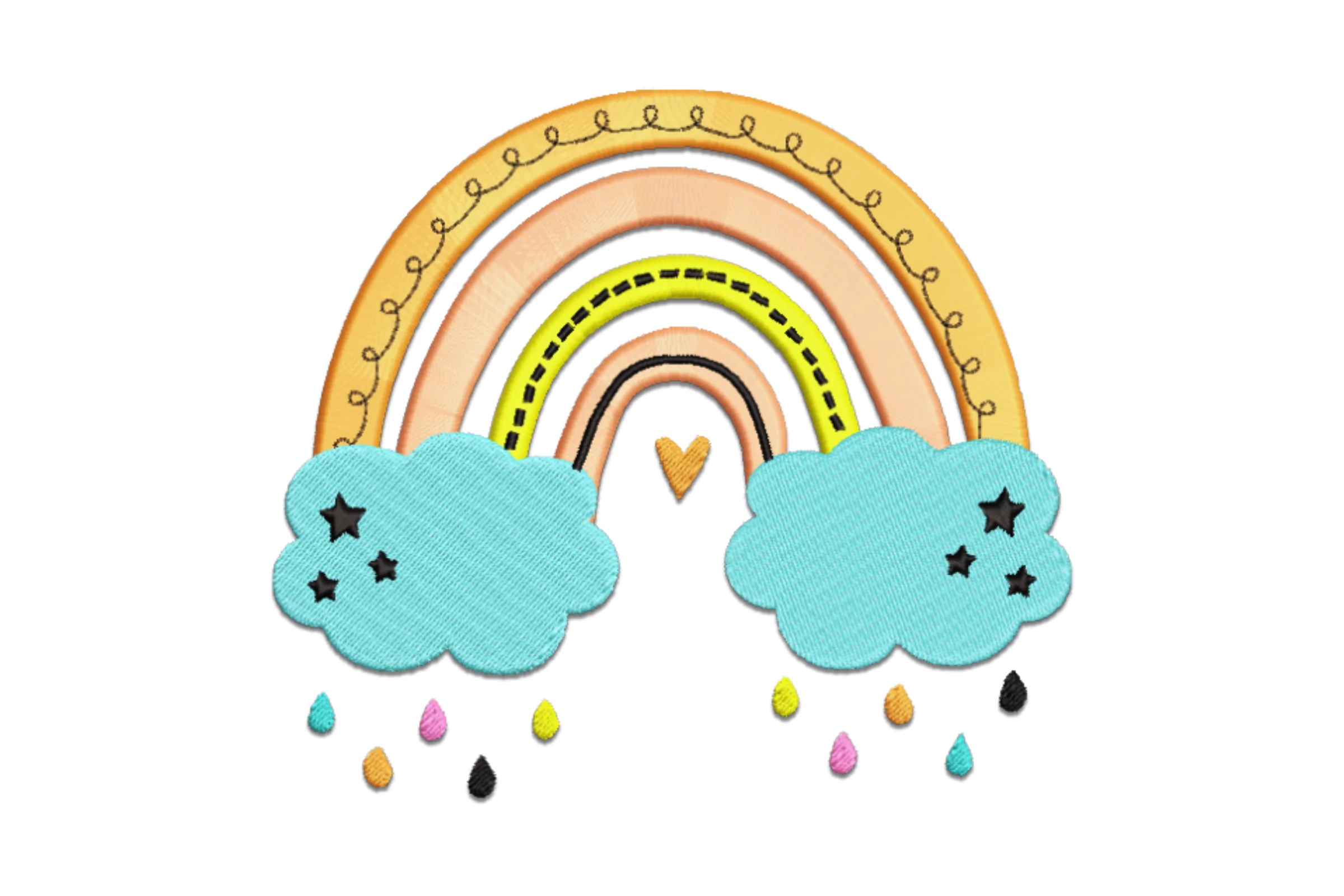 Rainbow with Cloud Embroidery Design