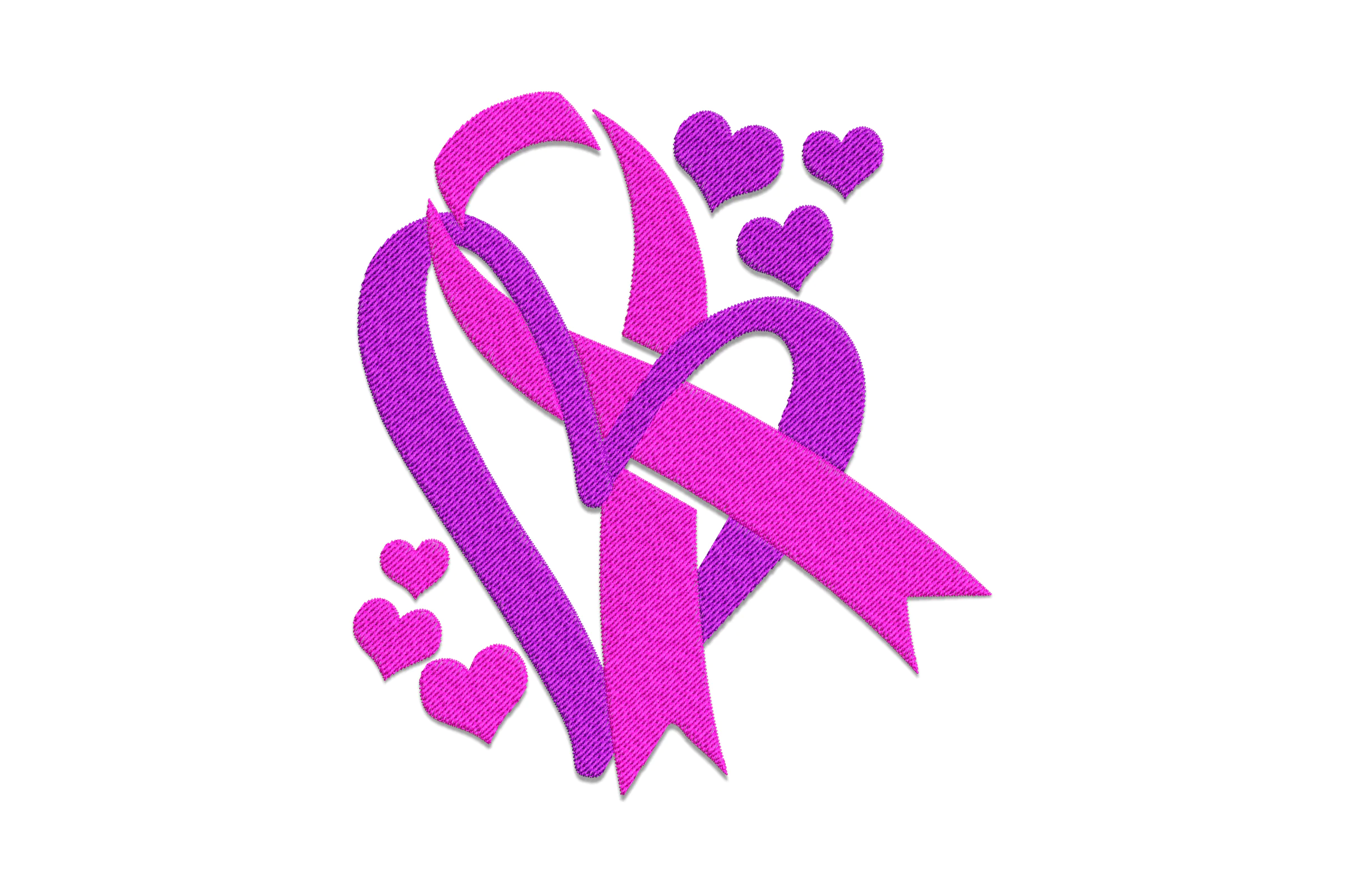 Pink Ribbon Heart Embroidery Design