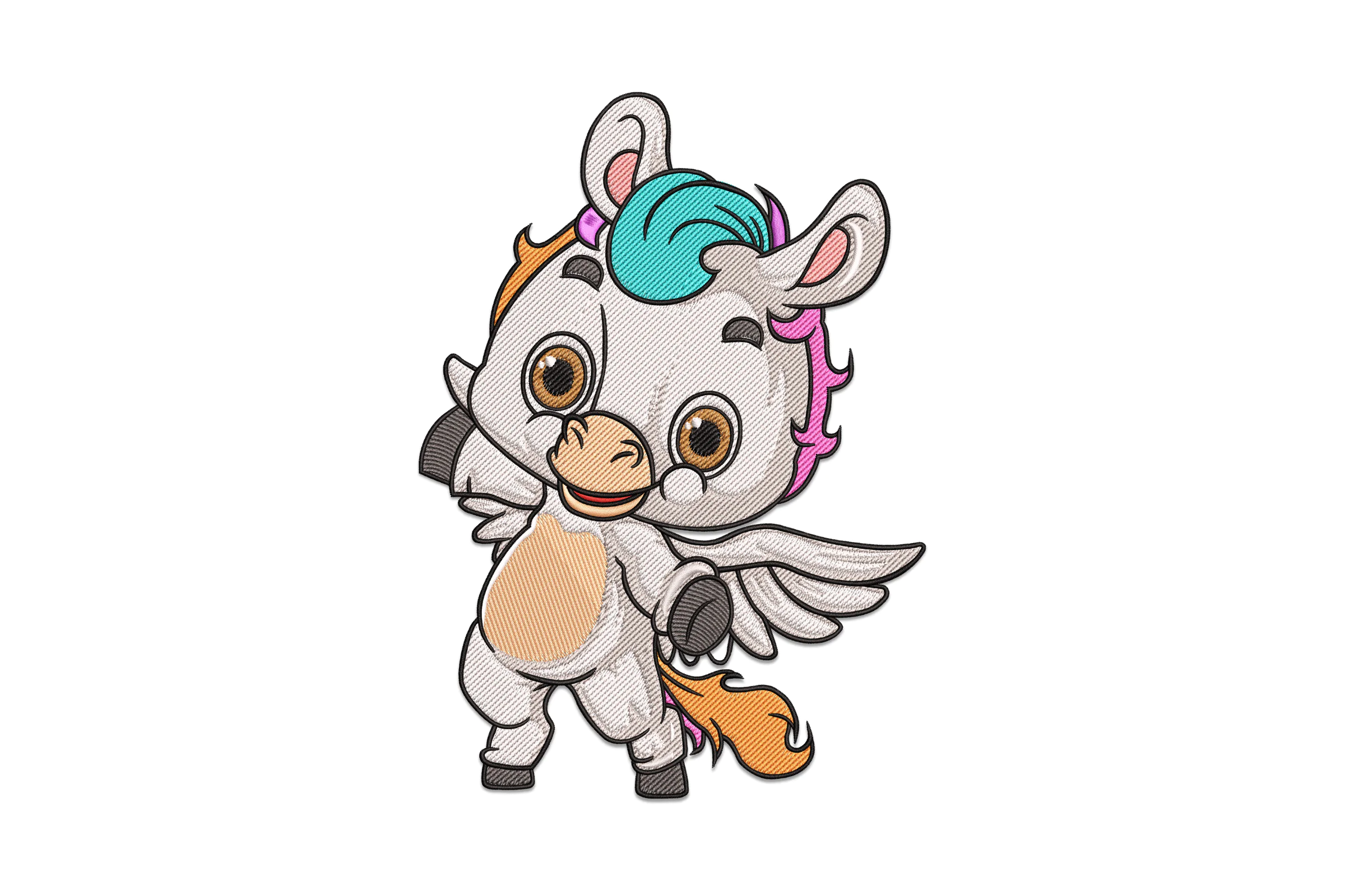 Rainbow Unicorn With Wings Embroidery Design