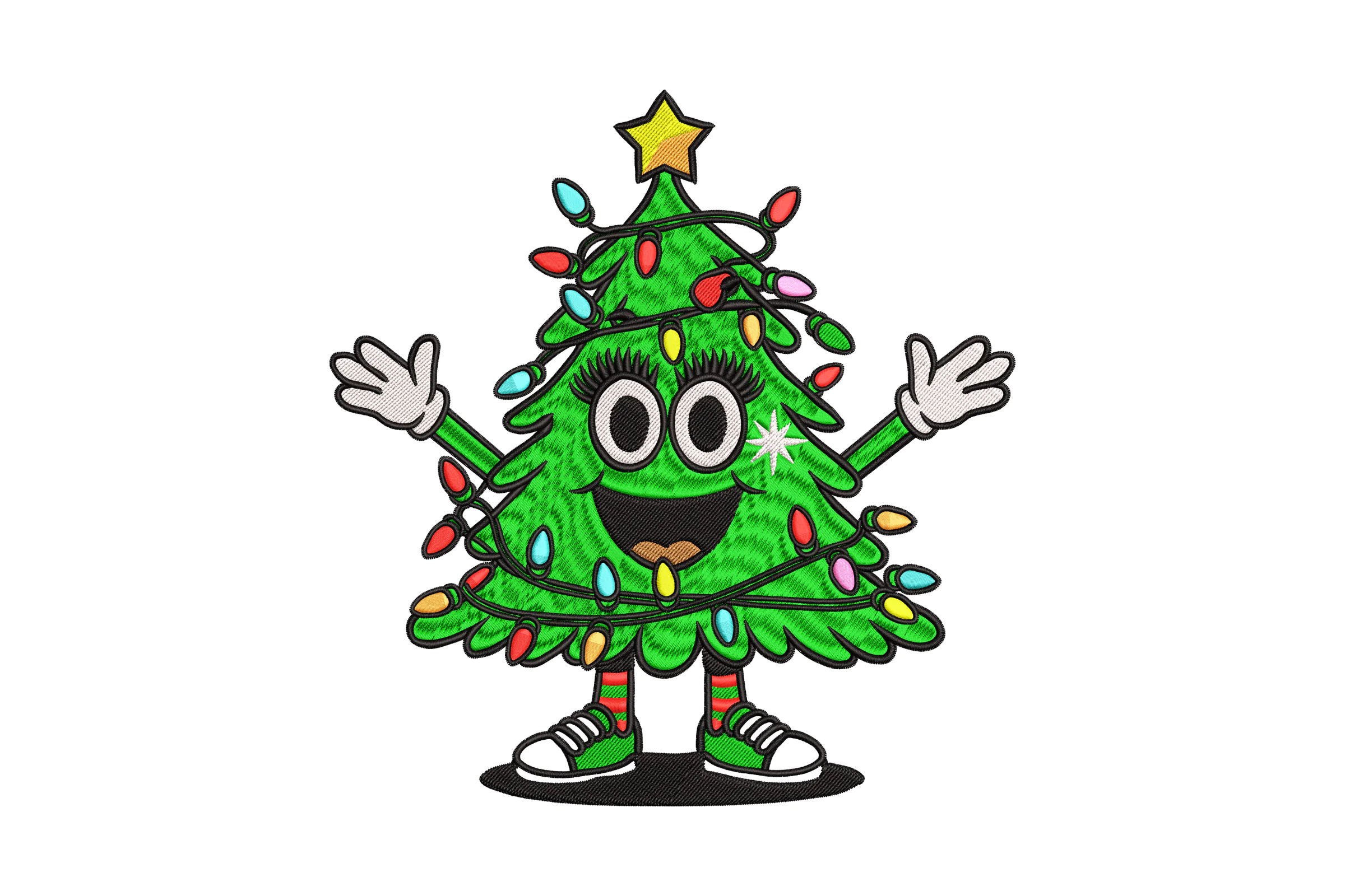 Retro Christmas Tree Embroidery Design