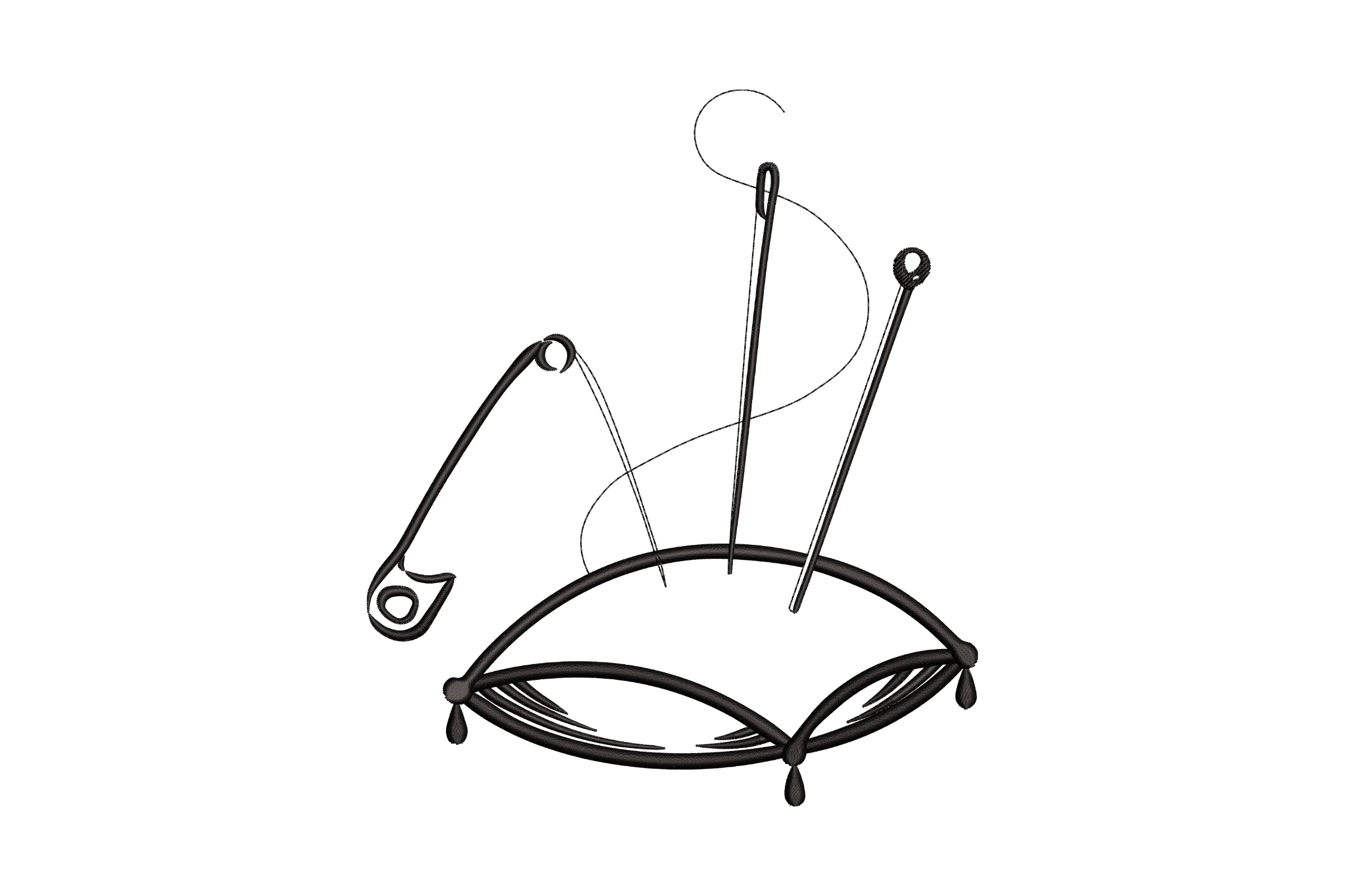 Sewing Kit with Needles and Thread Embroidery Design