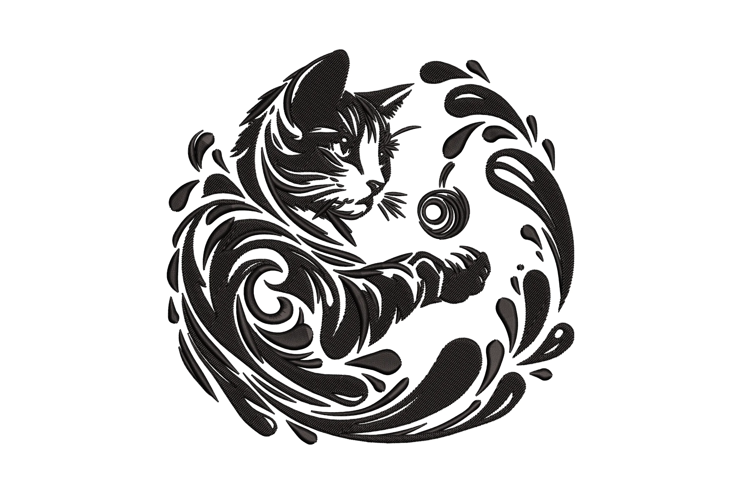 Cute Cat Embroidery Design