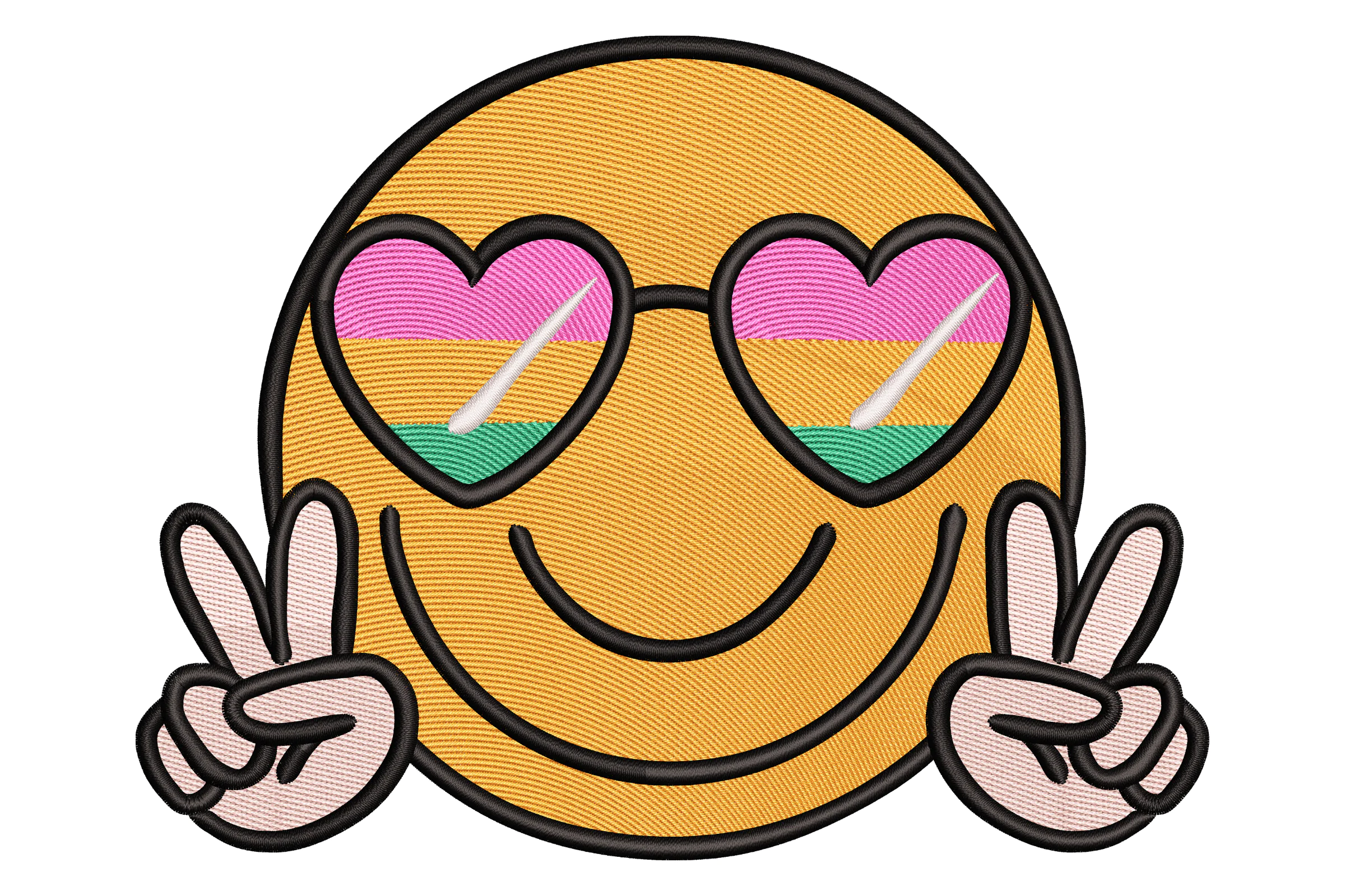 Retro Smile Face Embroidery Design