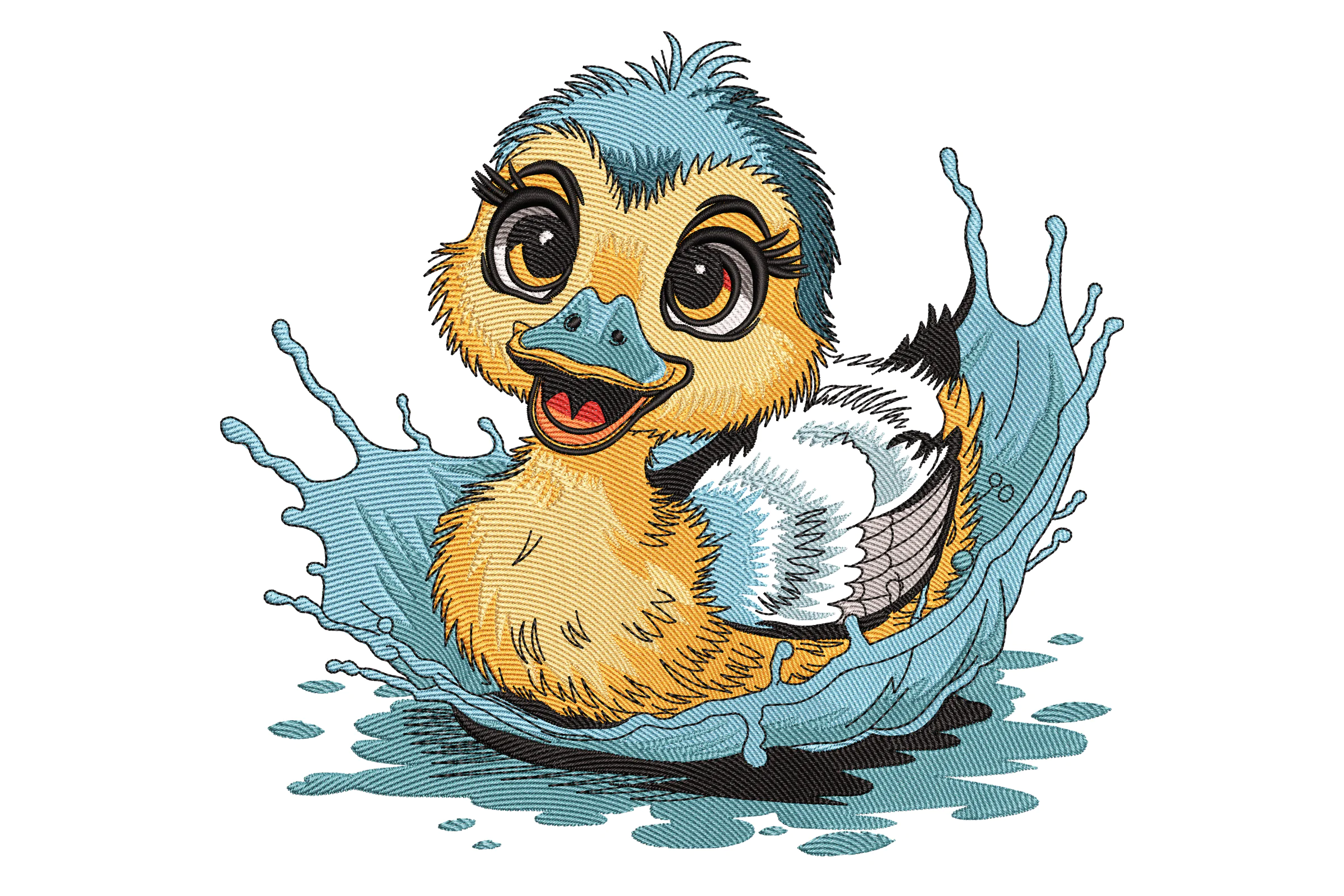 Duckling Splash Embroidery Design