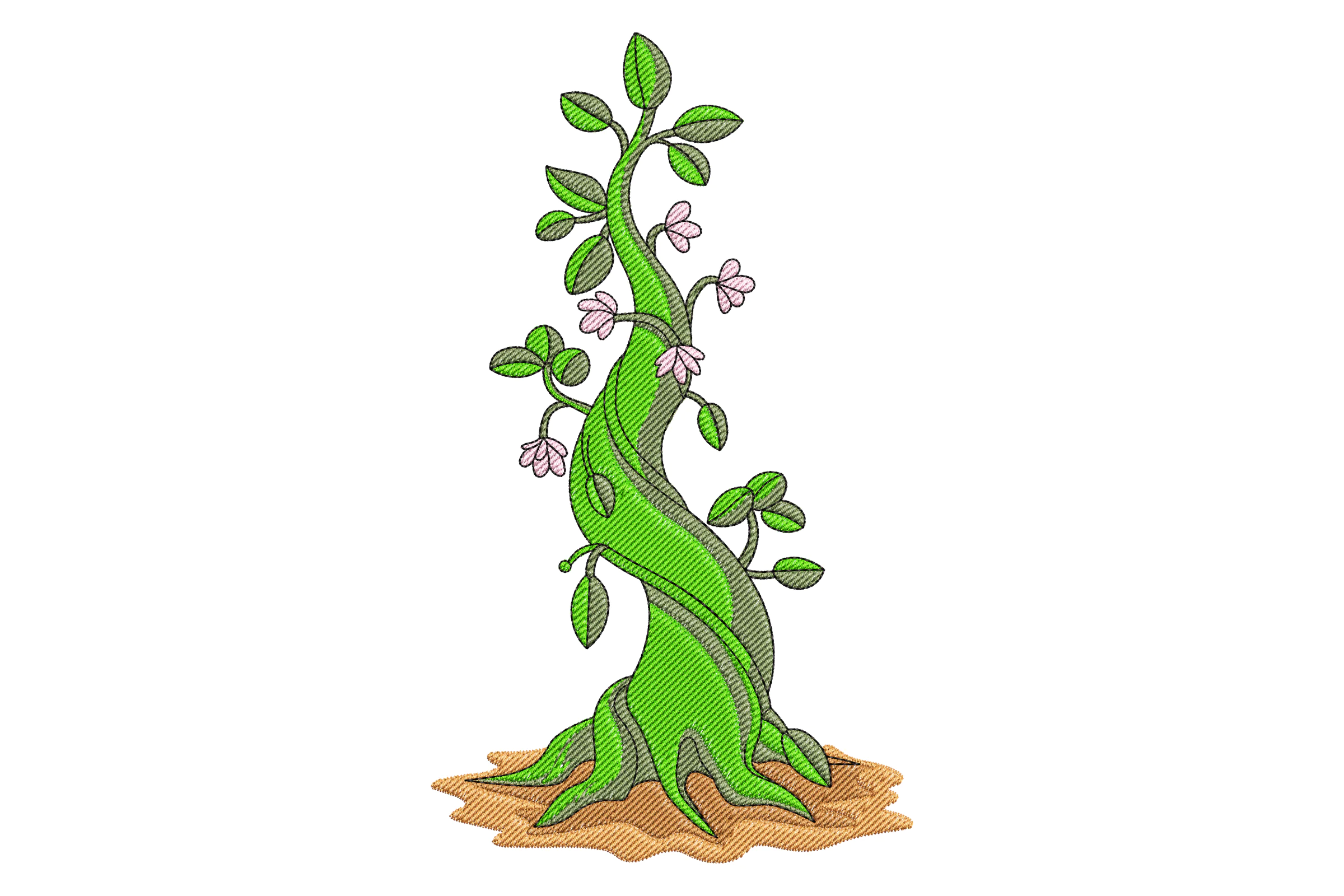 Growing Vine with Flowers Embroidery Design