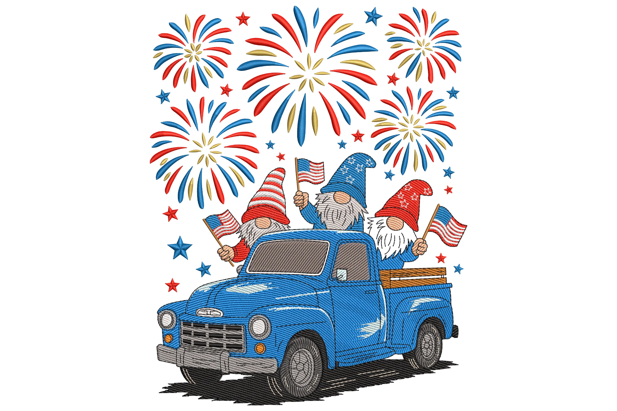 Patriotic Gnome Parade Embroidery Design