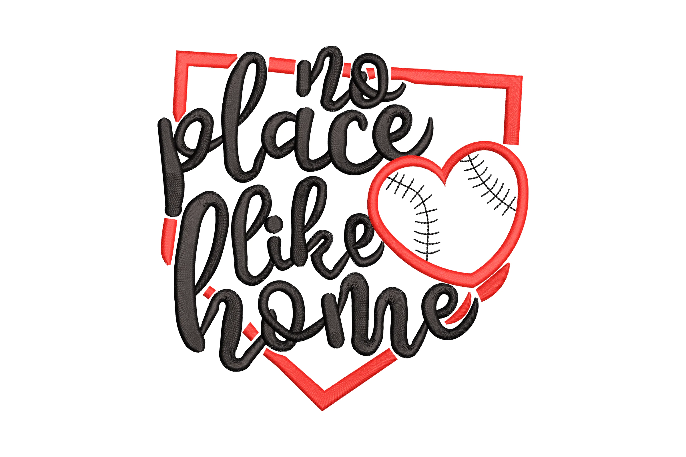 No Place Like Home Baseball Embroidery Design