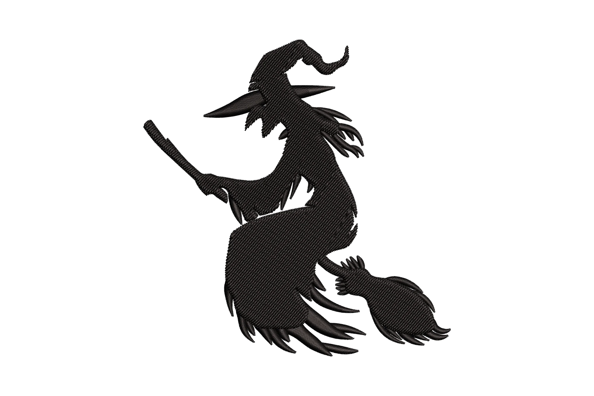 Witch Flying on Broomstick Machine Embroidery Design