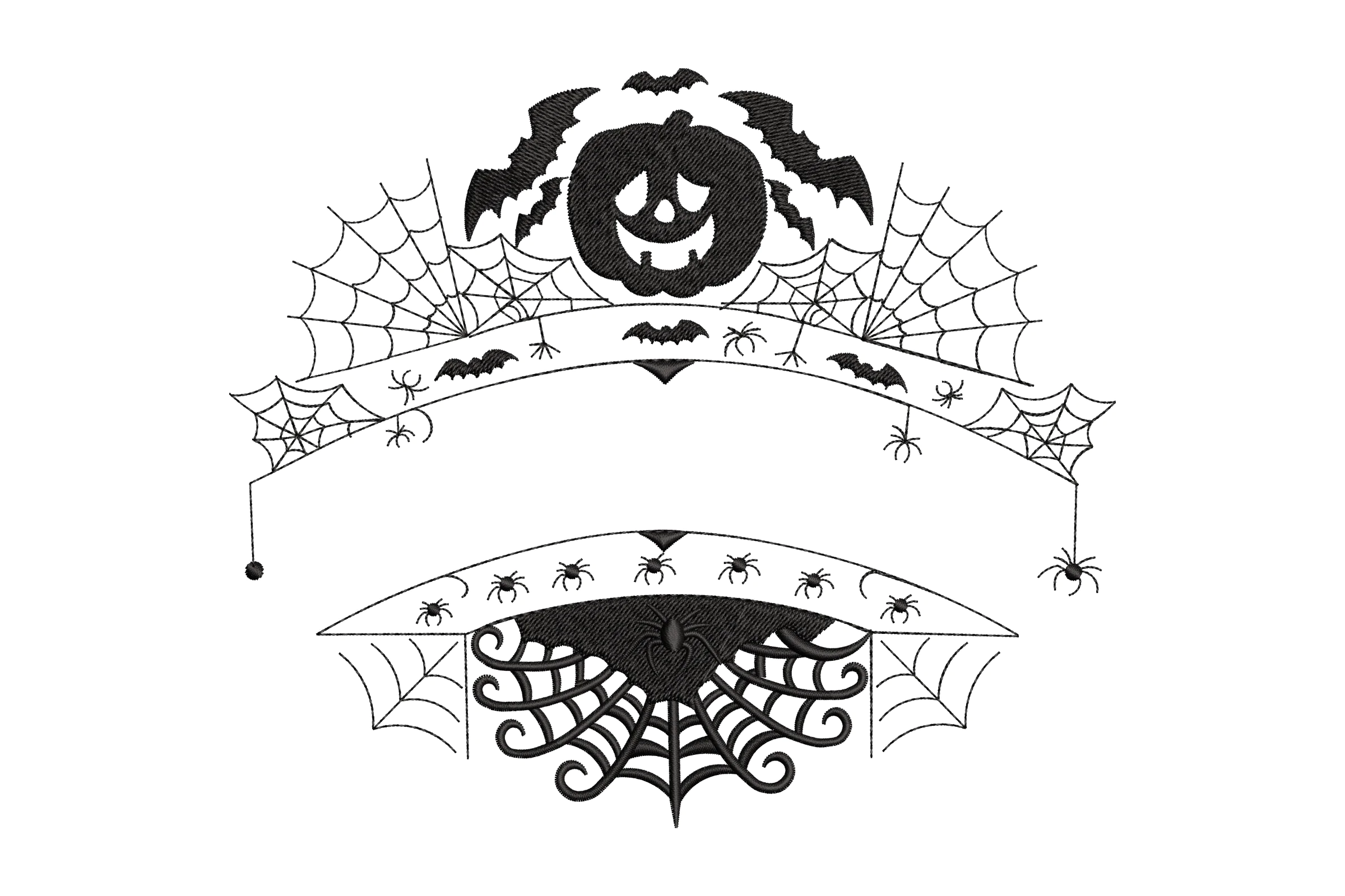 Halloween Vibes with Pumpkin and Spider Embroidery Design