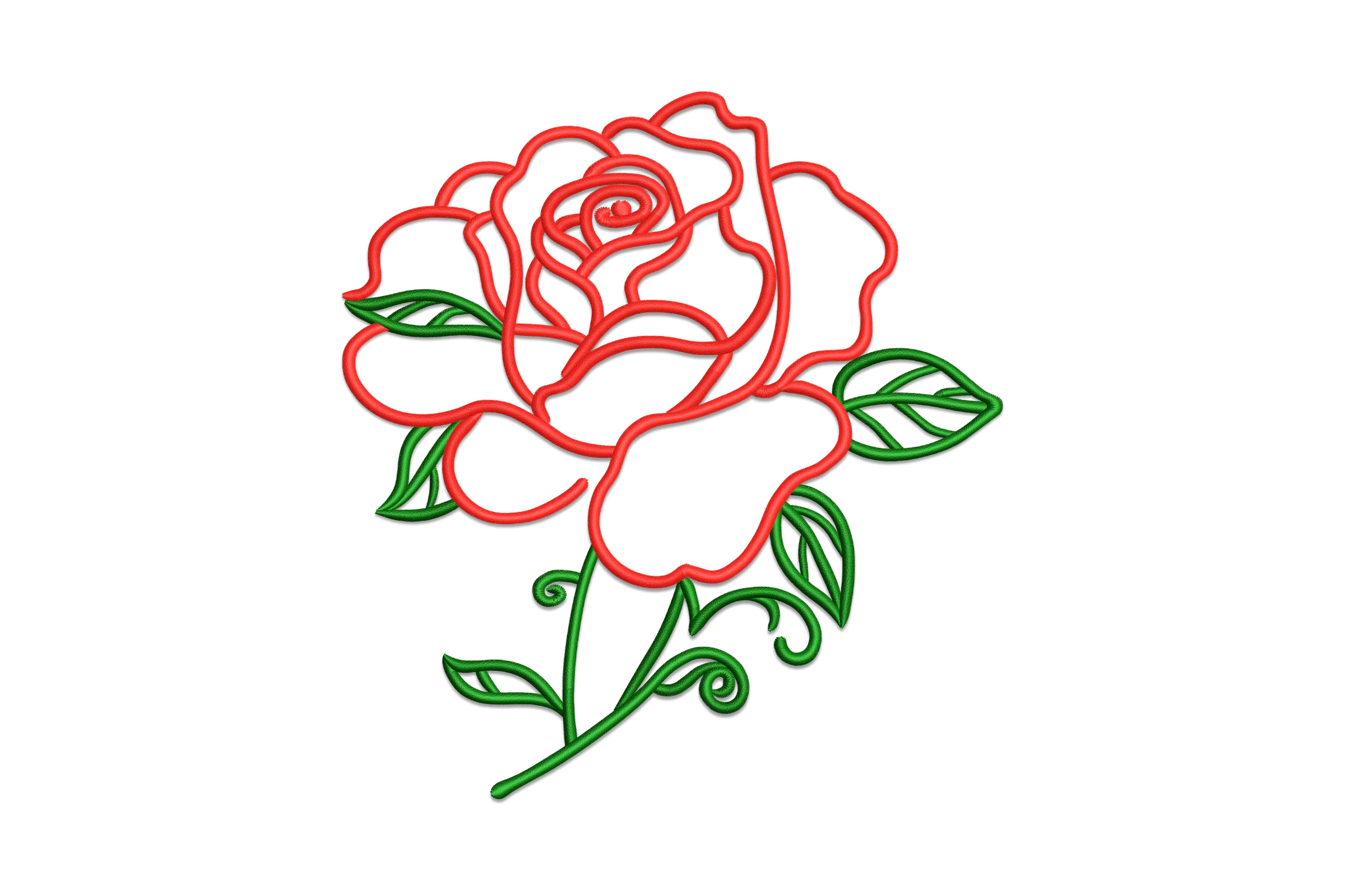 Red Rose outline Embroidery Design File