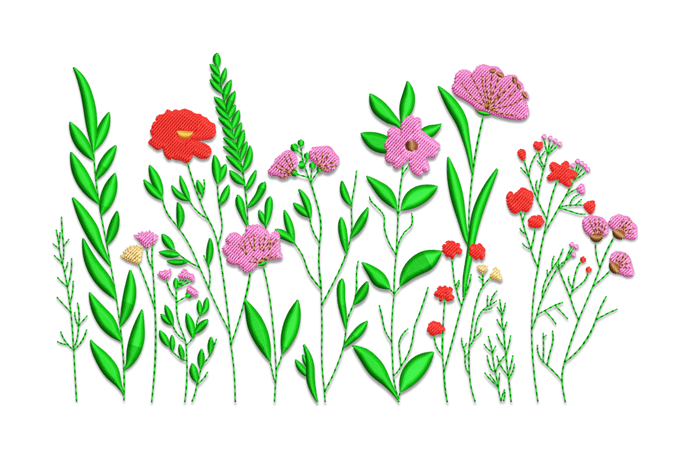 Colorful Wildflowers Embroidery Design