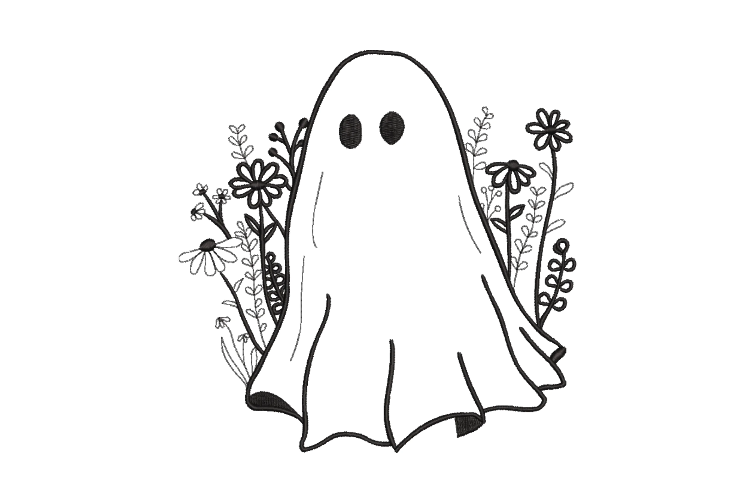 Flower with Ghost Embroidery Design File