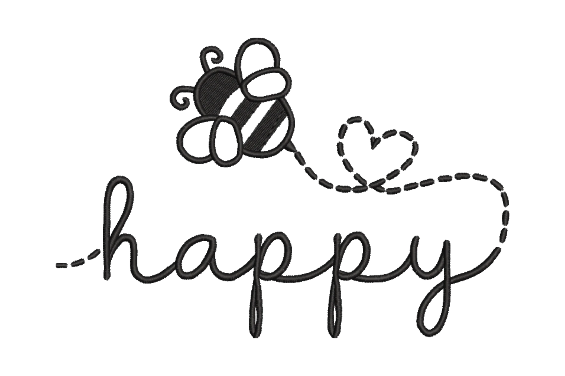 Bee Happy Embroidery Design File