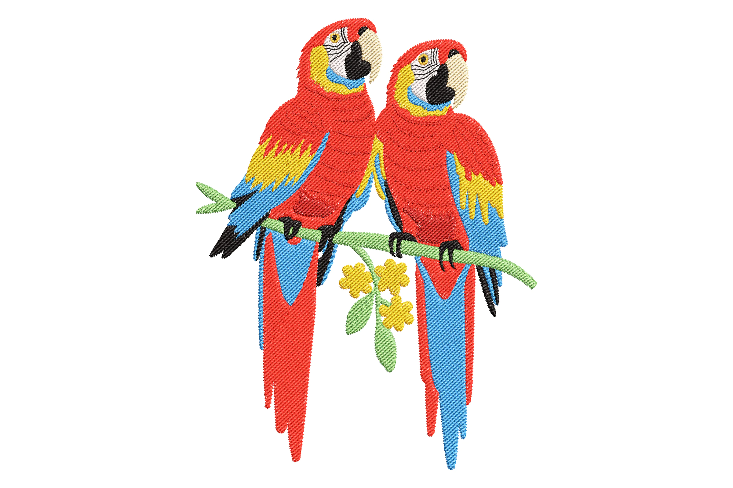 Two Parrots Embroidery Design