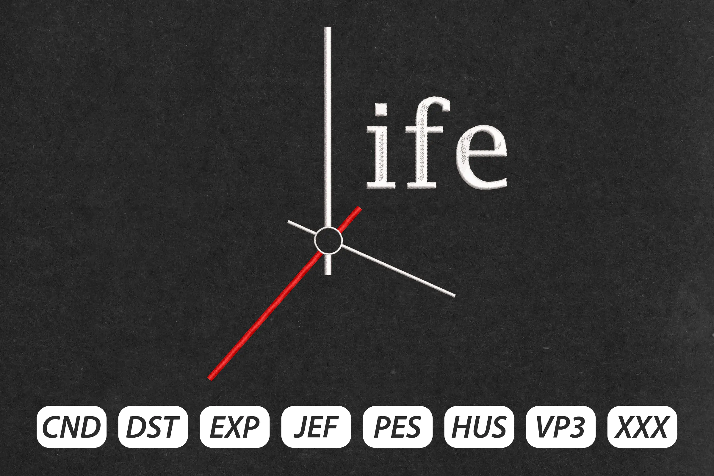 Clock Life Embroidery Design