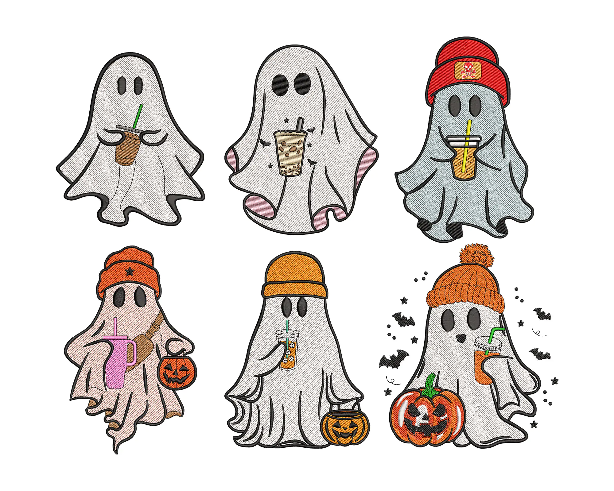 Ghost Embroidery Design Bundle . Halloween Ghost Embroidery Design