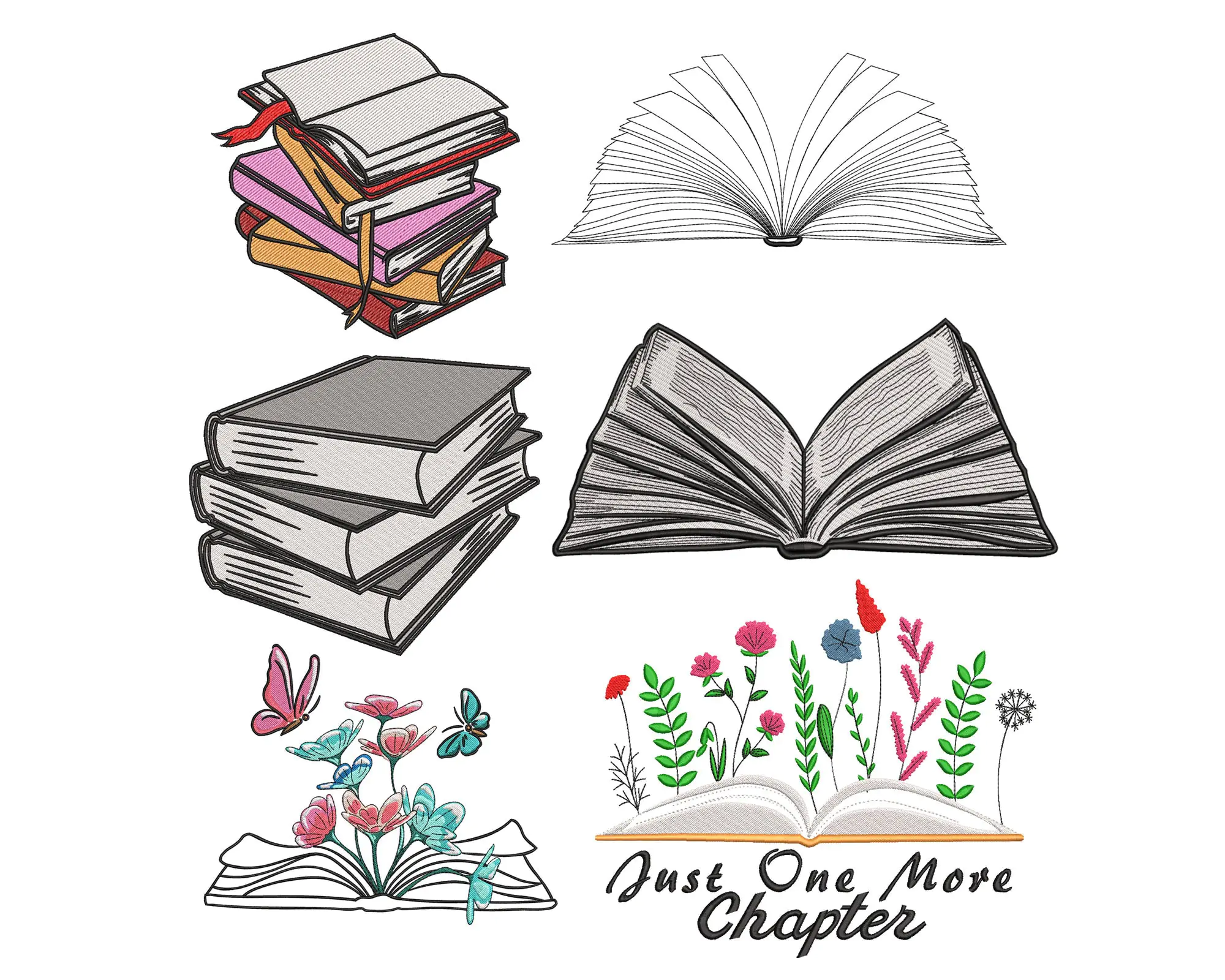 Books embroidery designs. Floral Book embroidery file, Read More Books Machine embroidery designs