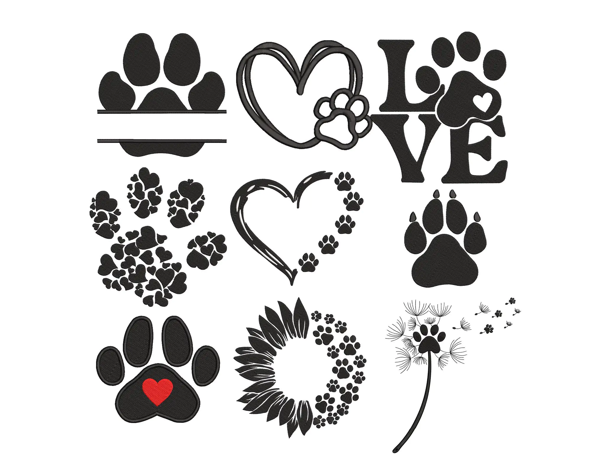 Paw Print  Embroidery Design. Dog Paw machine Embroidery.  Animal Paw  Embroidery  file