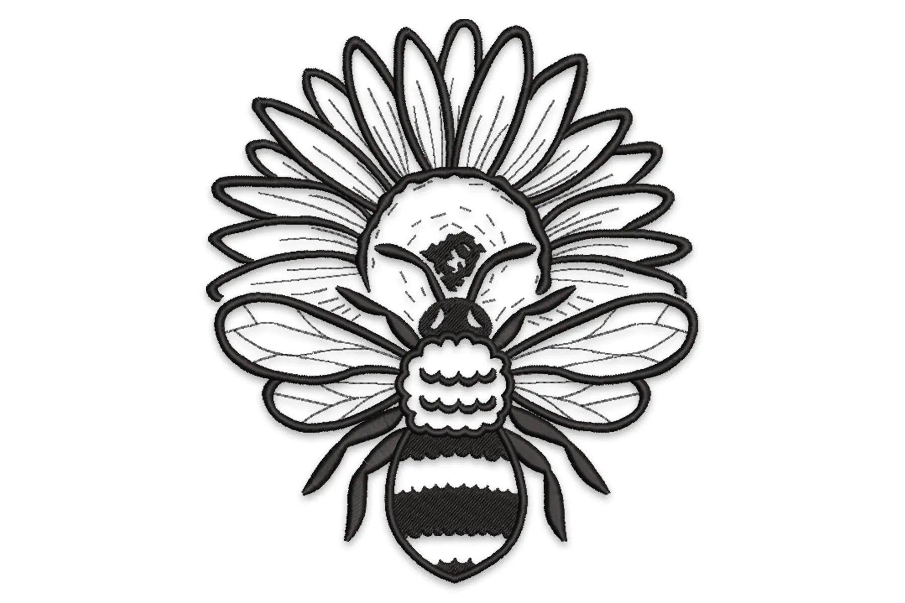 Sunflower Bee Embroidery Design