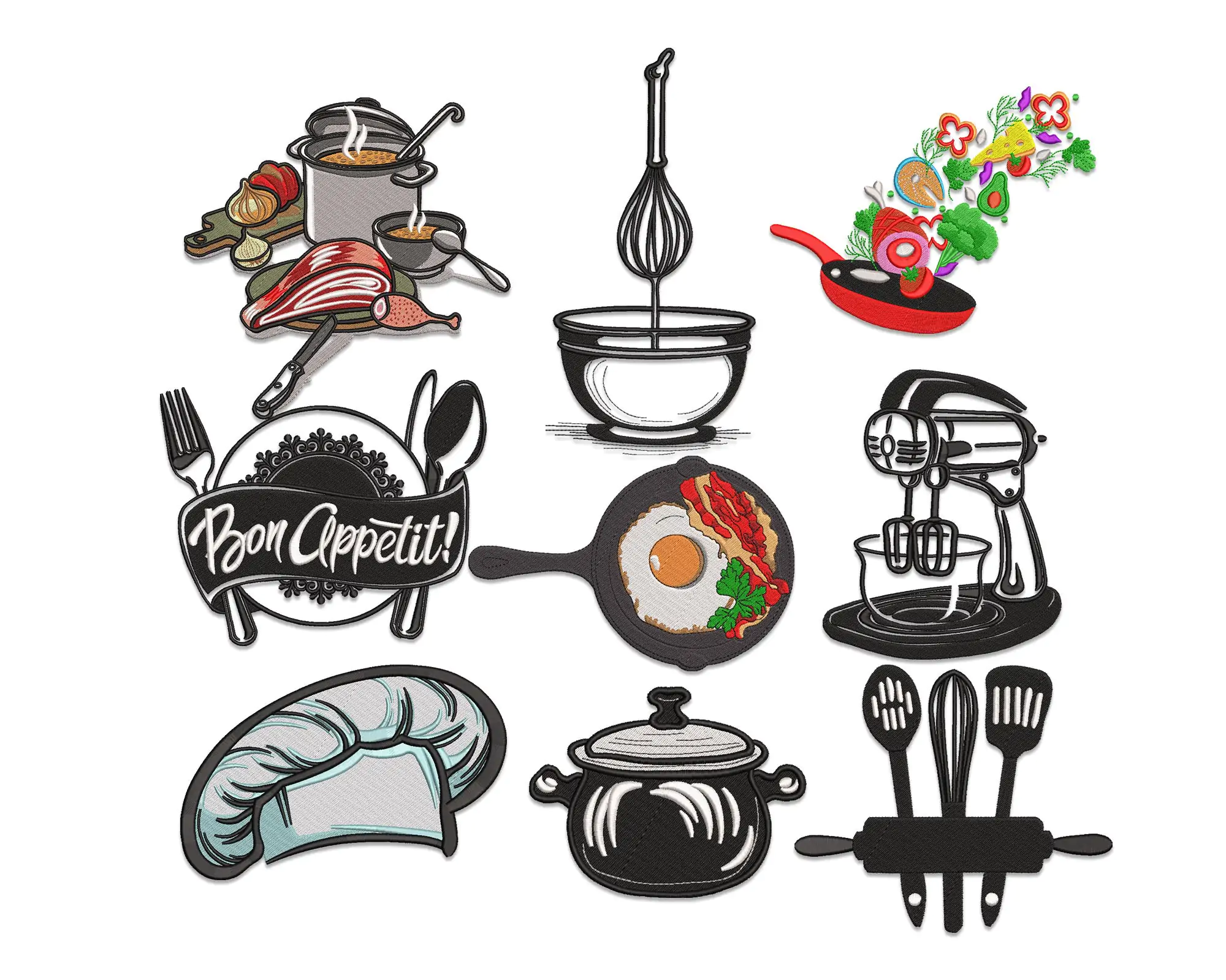 Kitchen Embroidery Designs. Baking  Machine Embroidery Design. Kitchen Tools