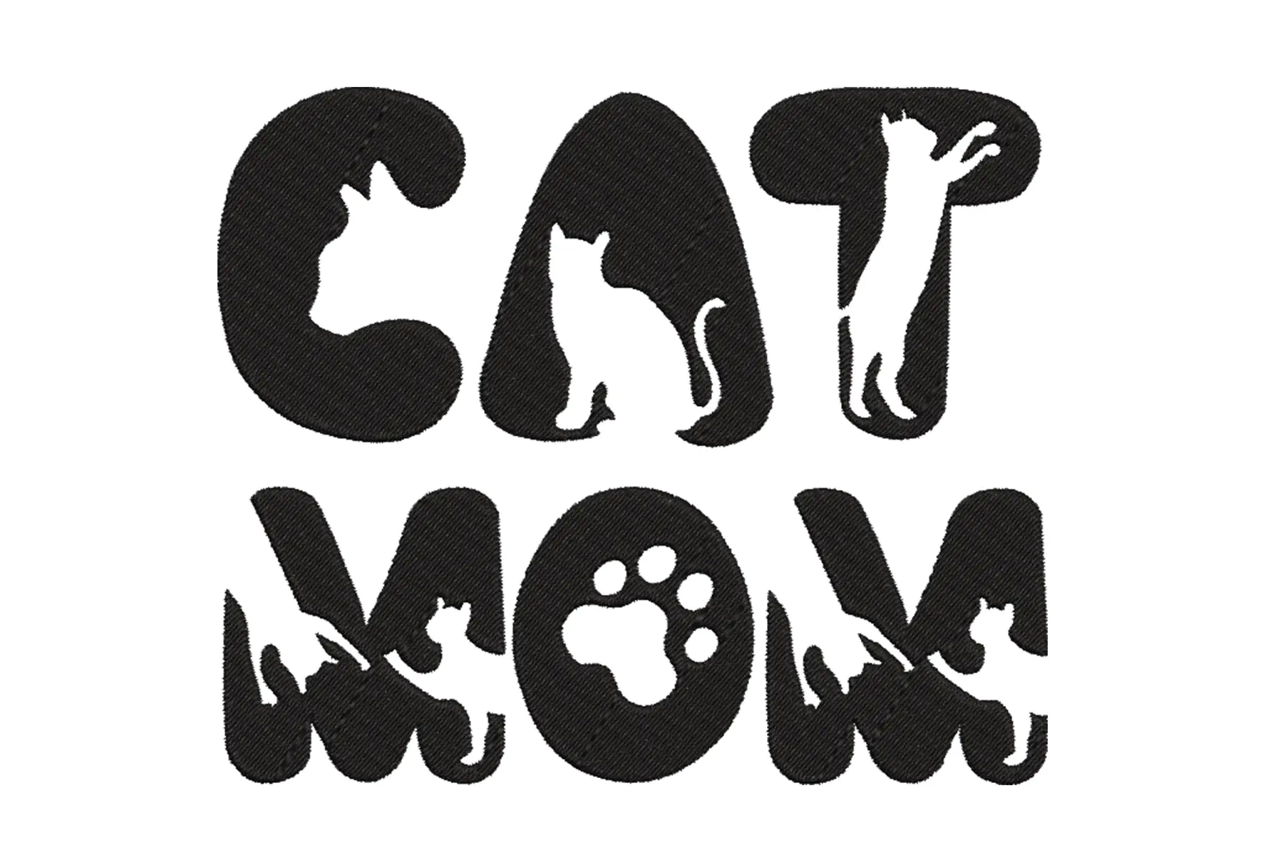 Cat Mom Embroidery Design, Machine Embroidery Design