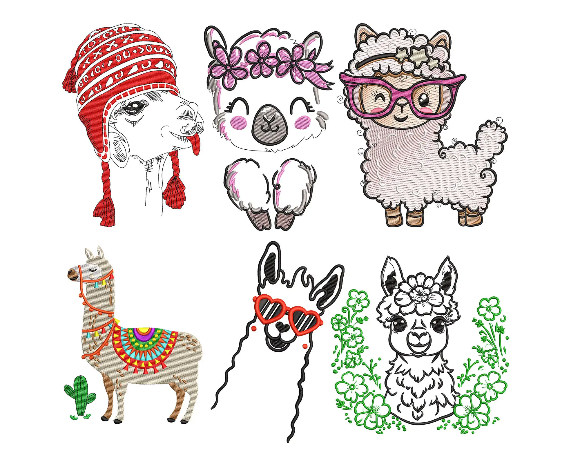 Llama Embroidery Design, Lama Alpaca machine embroidery designs