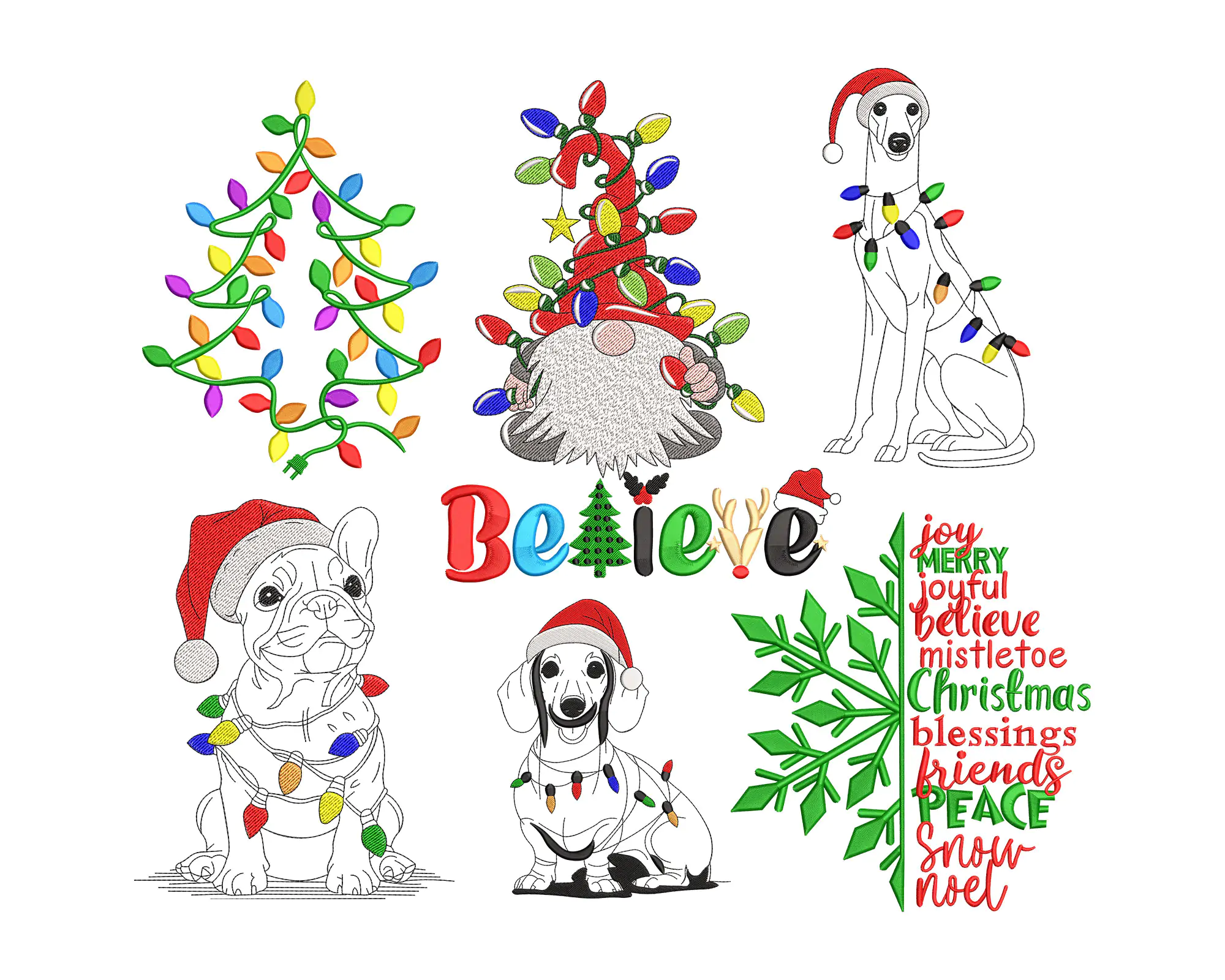 Christmas Machine Embroidery Designs Bundle . Merry Christmas Embroidery Design