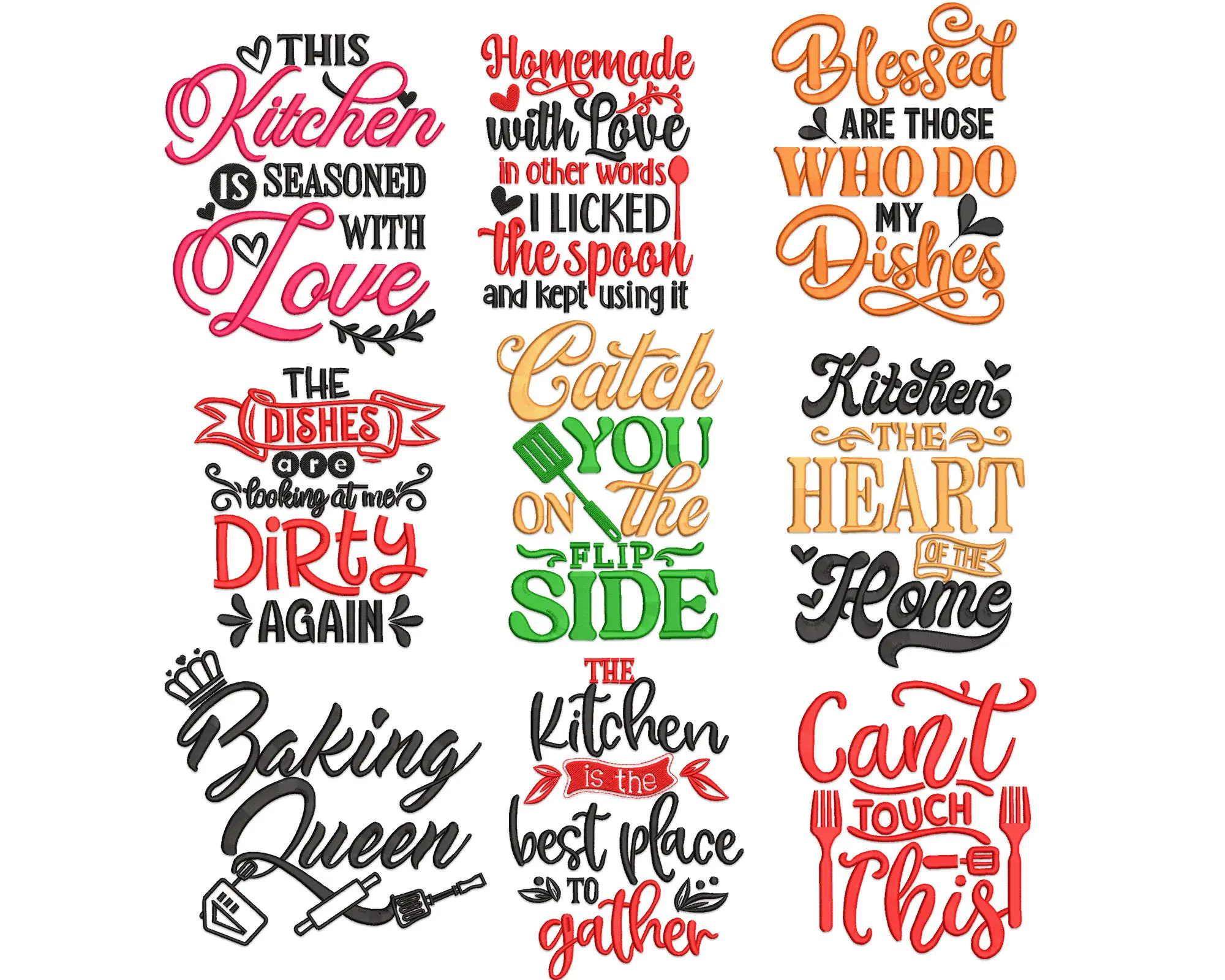 Kitchen embroidery designs. Kitchen Sayings Machine Embroidery Designs