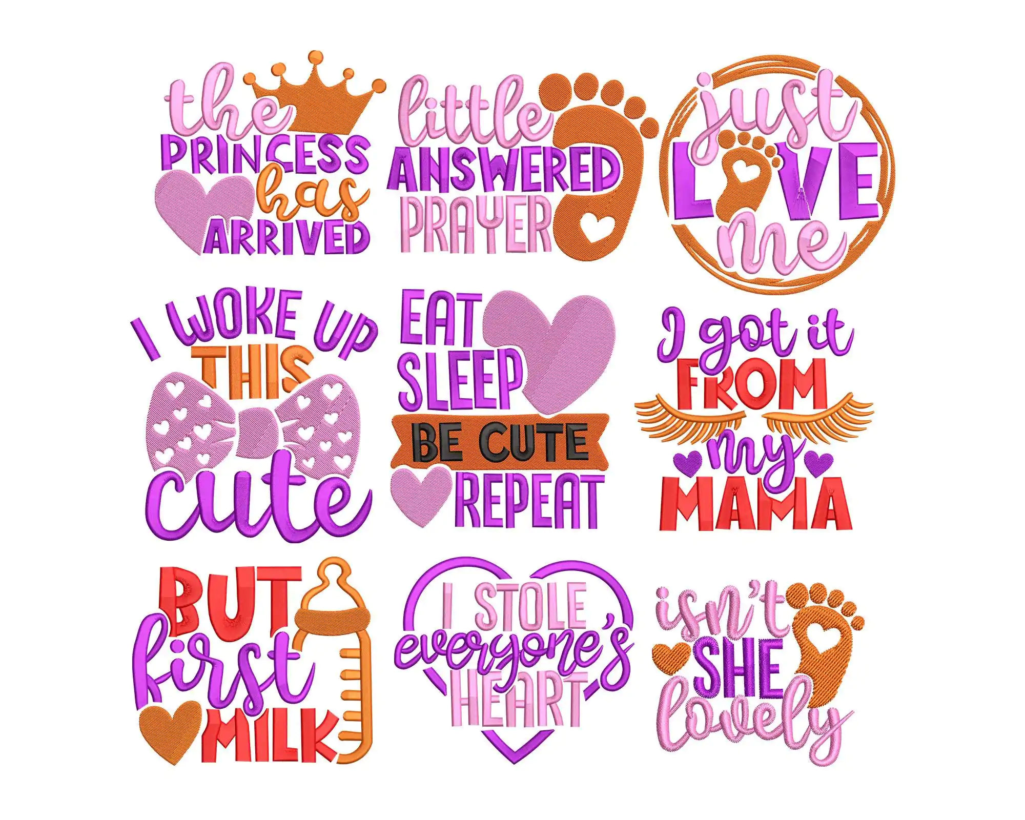 Baby Sayings Embroidery Design Bundle , Sentimental quotes for kids