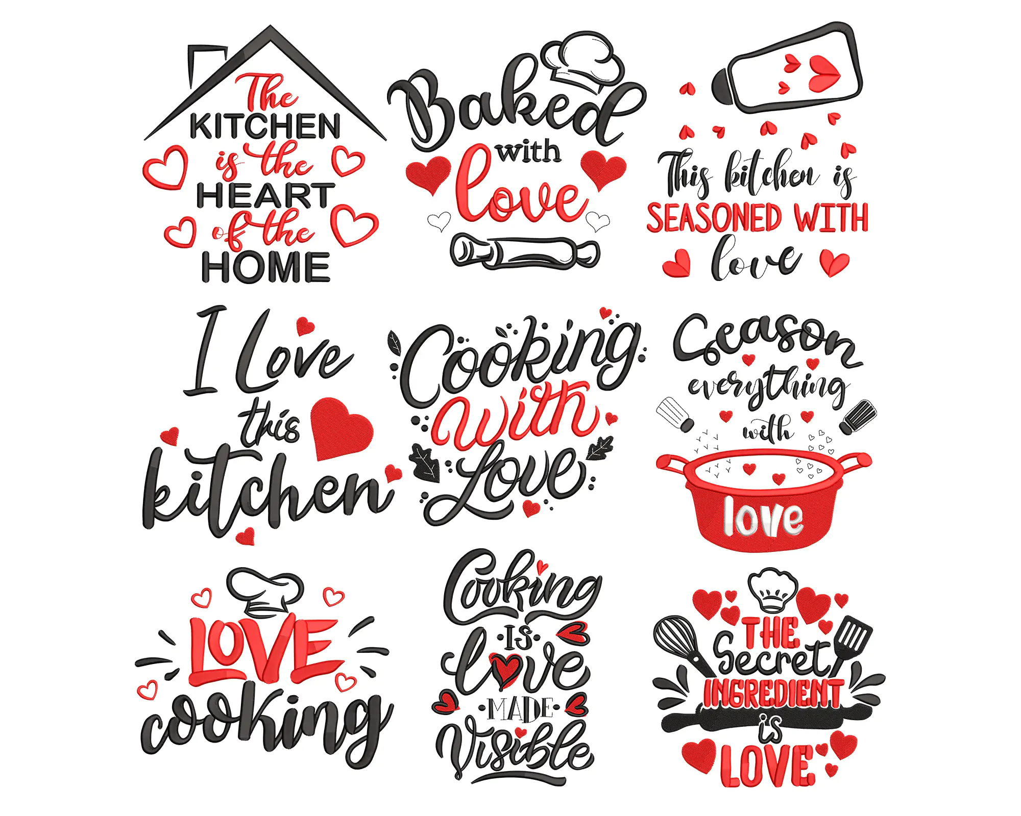 Kitchen Embroidery Designs . Kitchen towel Embroidery File , Kitchen Sayings Embroidery Design