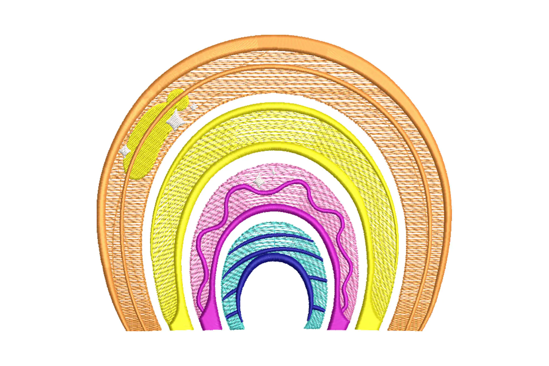 Free Rainbow Machine Embroidery Design, Boho Rainbow with Heart Machine Embroidery Pattern