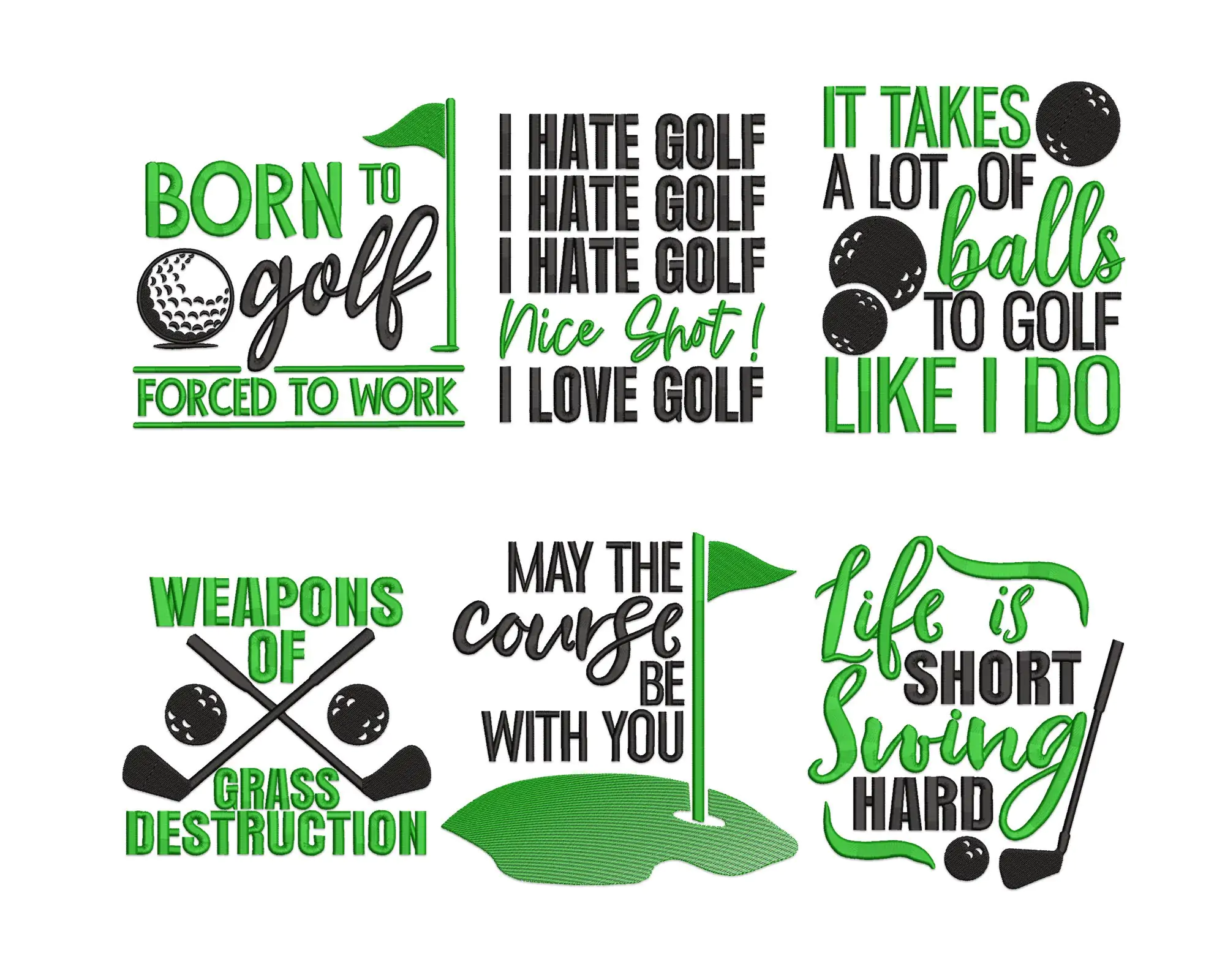 Golf Quotes Embroidery Design. Funny Golf Machine Embroidery Designs Bundle, Golf Embroidery Sayings