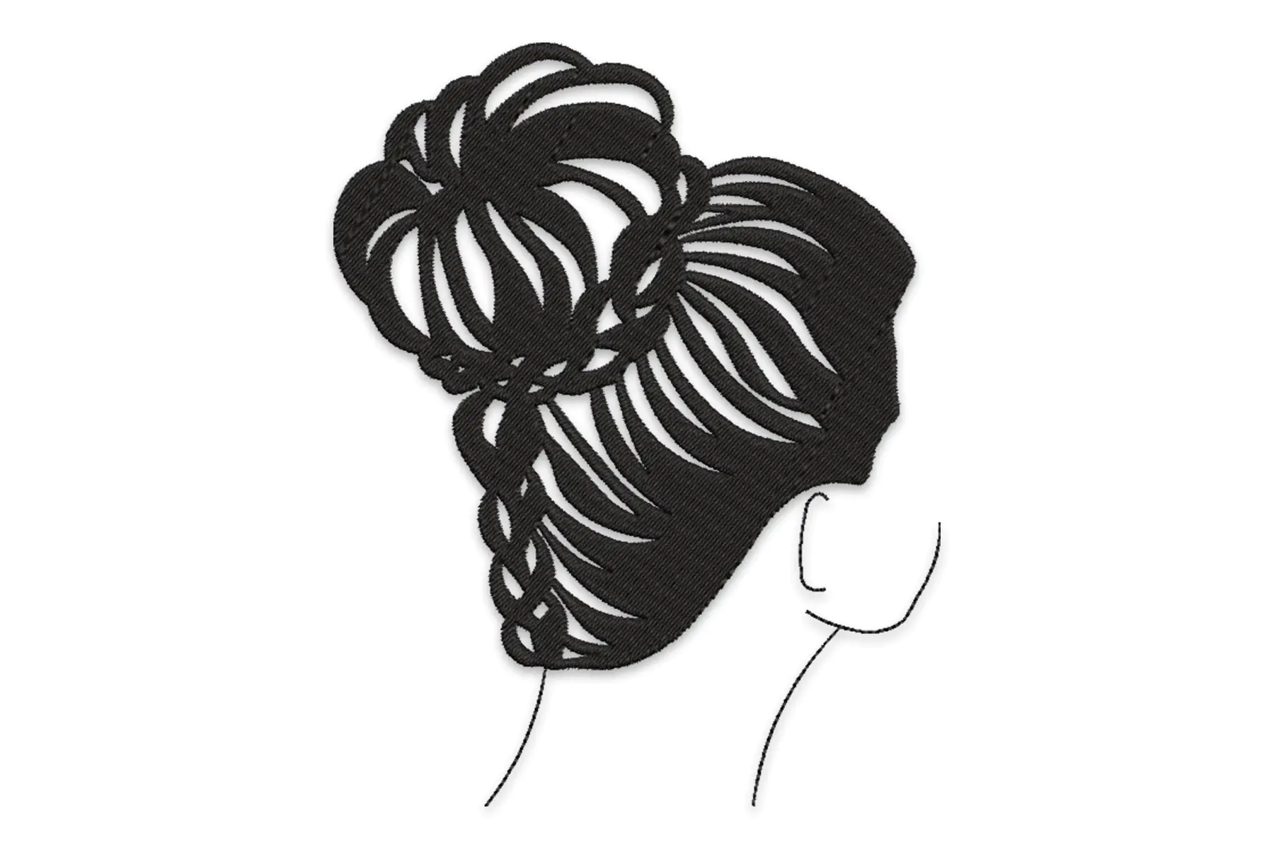 Ladys Hair Bun Embroidery Design - Elegant Hairstyle  Machine Embroidery Design