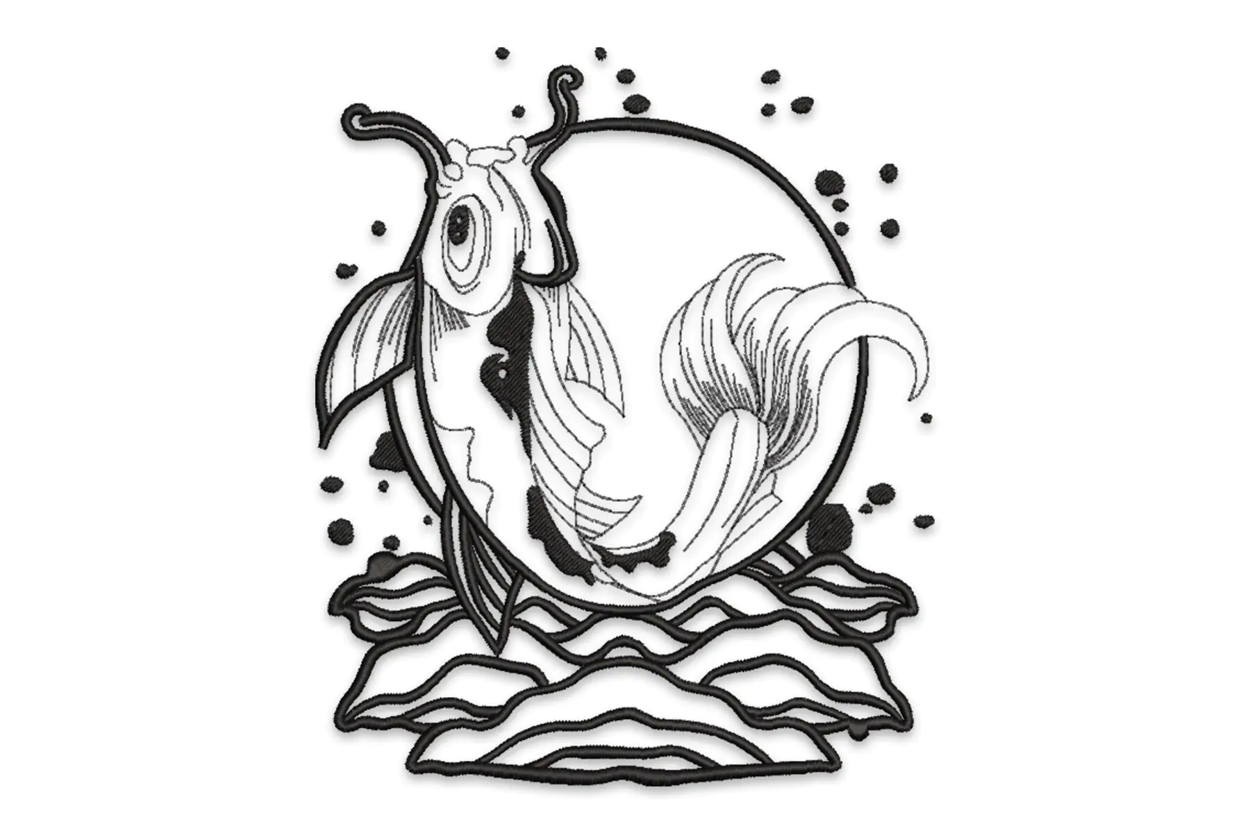 Free Japanese Koi Fish embroidery design, Fish Machine Embroidery Design